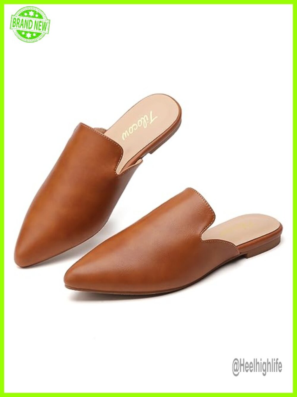 Pointed Toe Mules for Women Slip On Backless Flats Comfortable Work Shoes